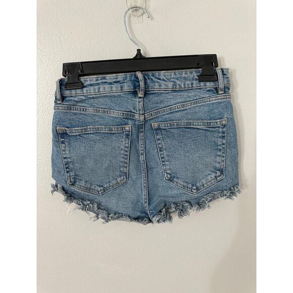 Zara Blue Mid-Rise Cut Off Jean Shorts - Picture 2 of 3